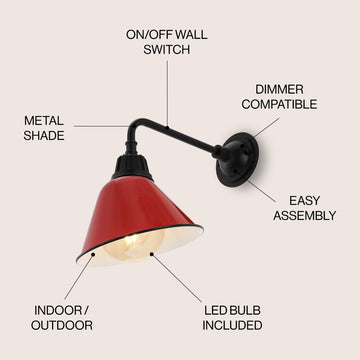Croydon 9.63"  Farmhouse Industrial Indoor/Outdoor Iron LED Gooseneck Arm Outdoor Sconce